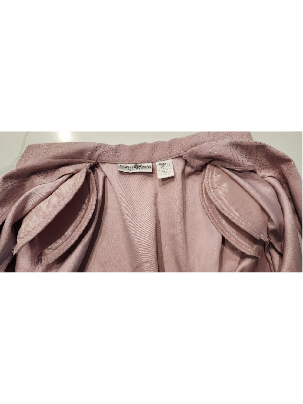 Draper's & Damon's Petites Dusty Rose Embroidered Open Front Jacket Blazer M - Picture 8 of 12